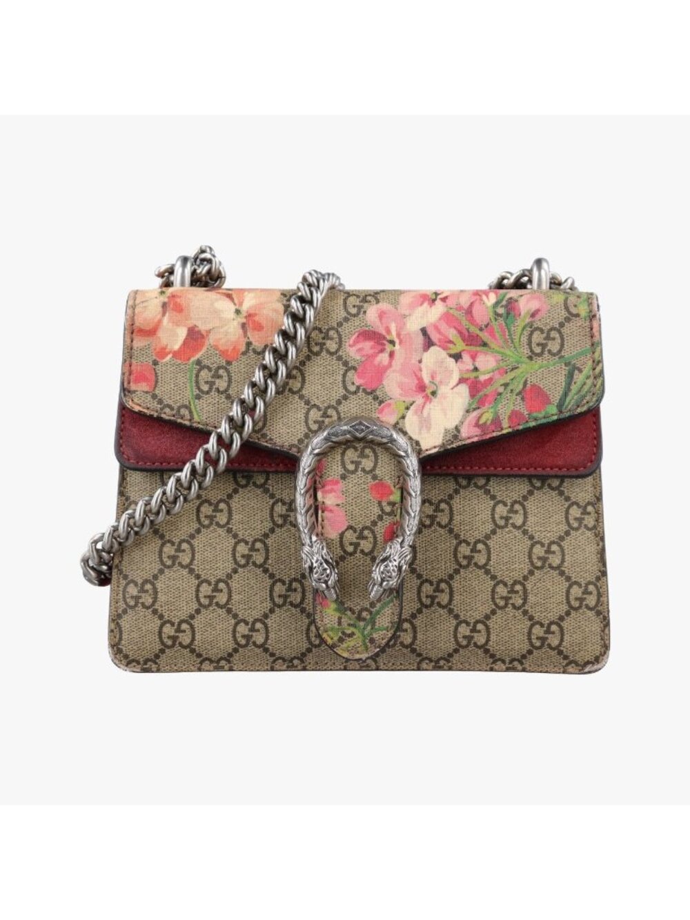 Gucci Dionysus Beige Red Multicolor Suede Shoulder Bag